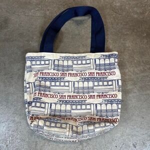 Vintage 1983 San Francisco Tote Bag in white and blue graphics